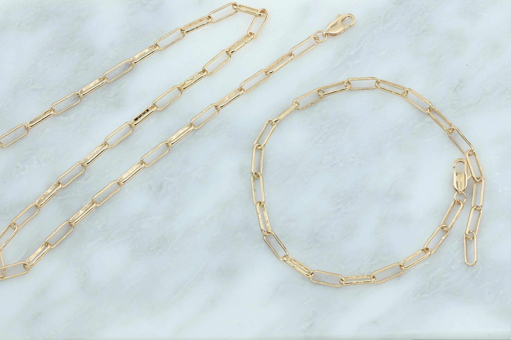 Gold-plated schakel armbandje en ketting