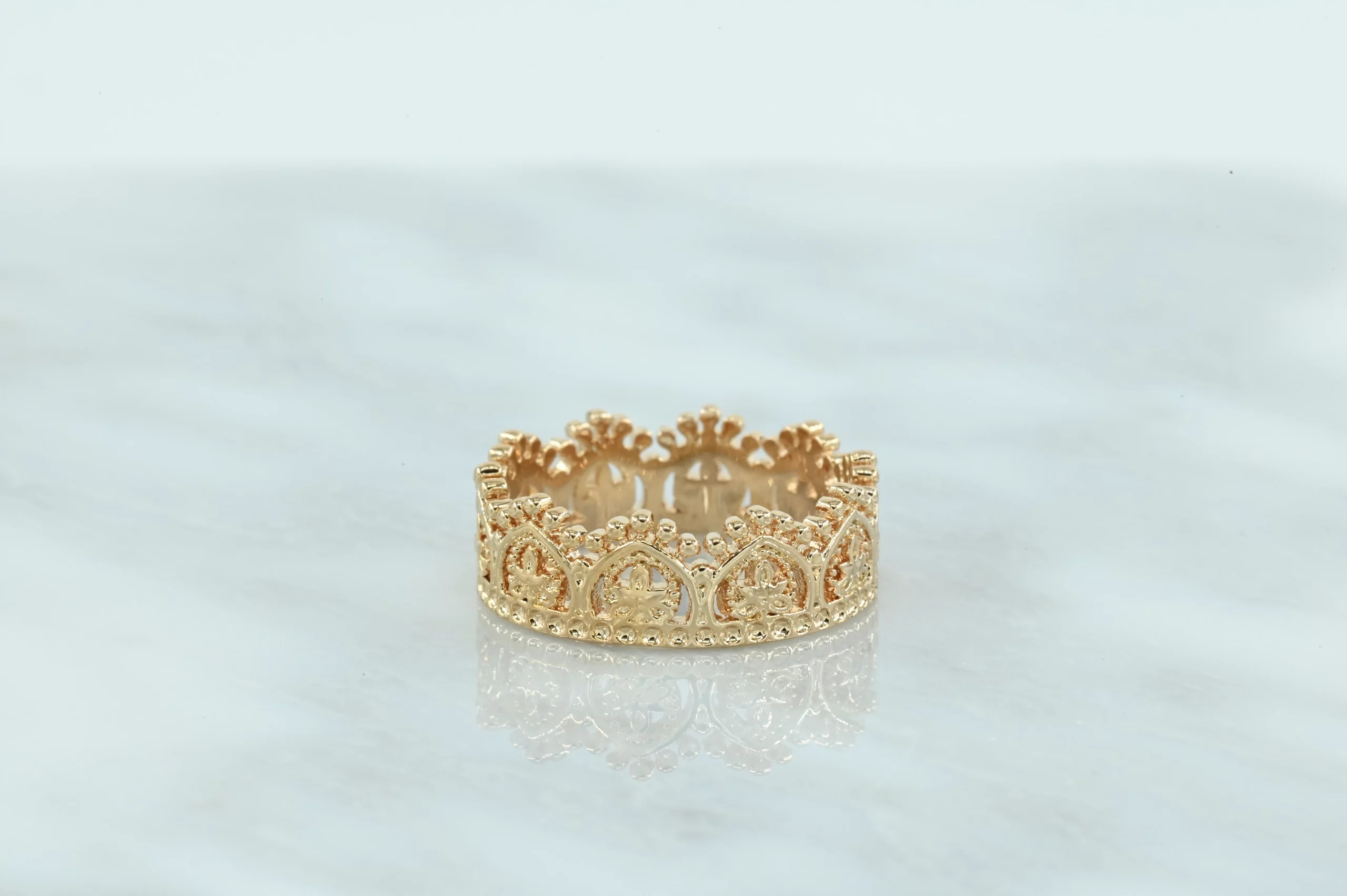 Prachtige 18 karaats gold-plated kroon ring