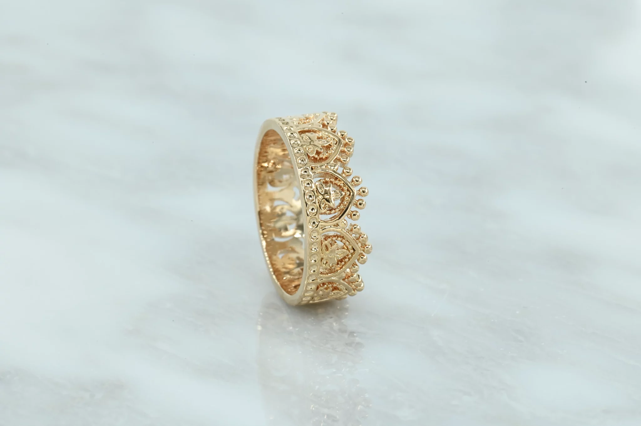 Prachtige 18 karaats gold-plated kroon ring