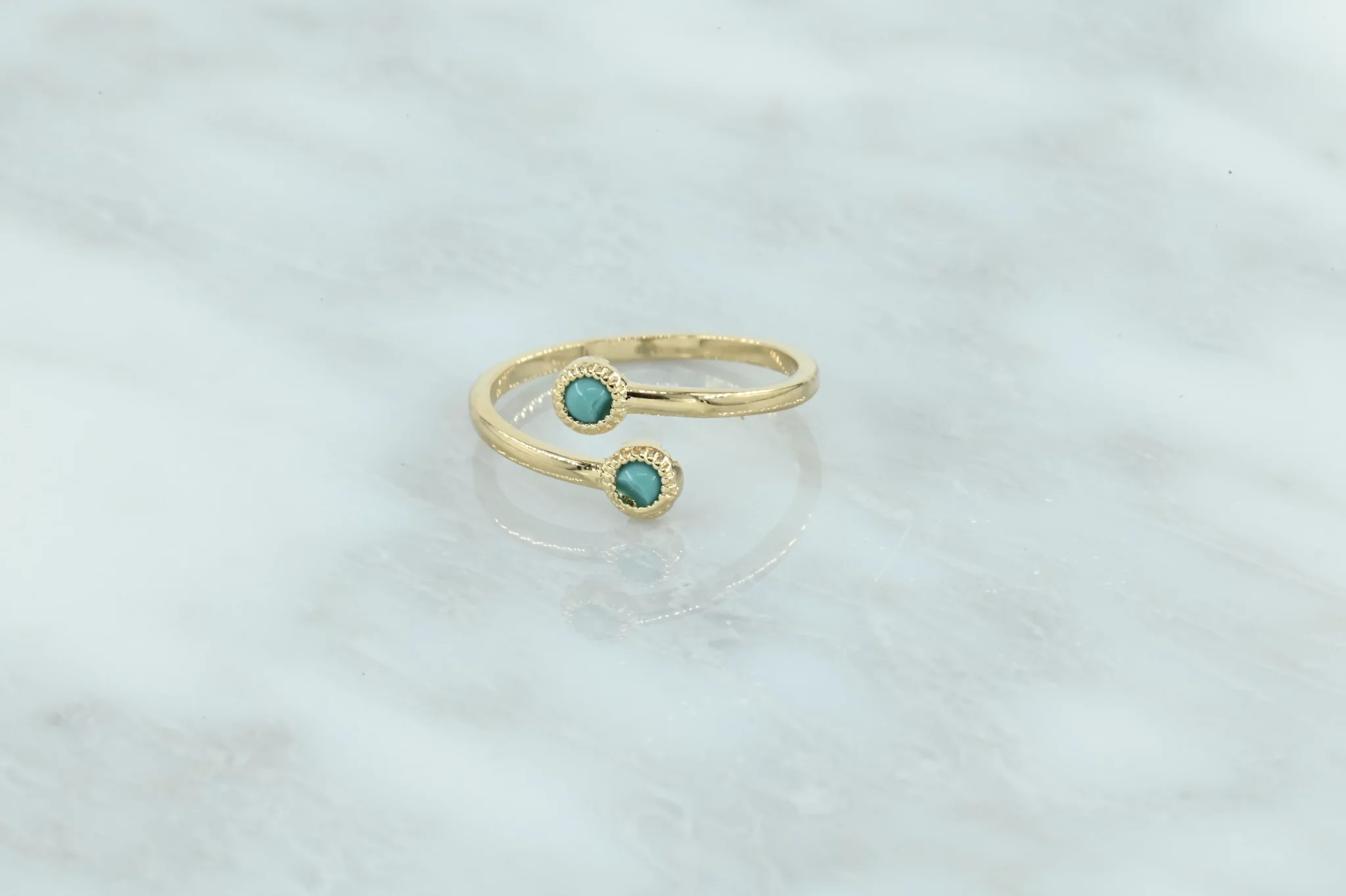 18 Karaats gold-plated ring met turquoise steentjes