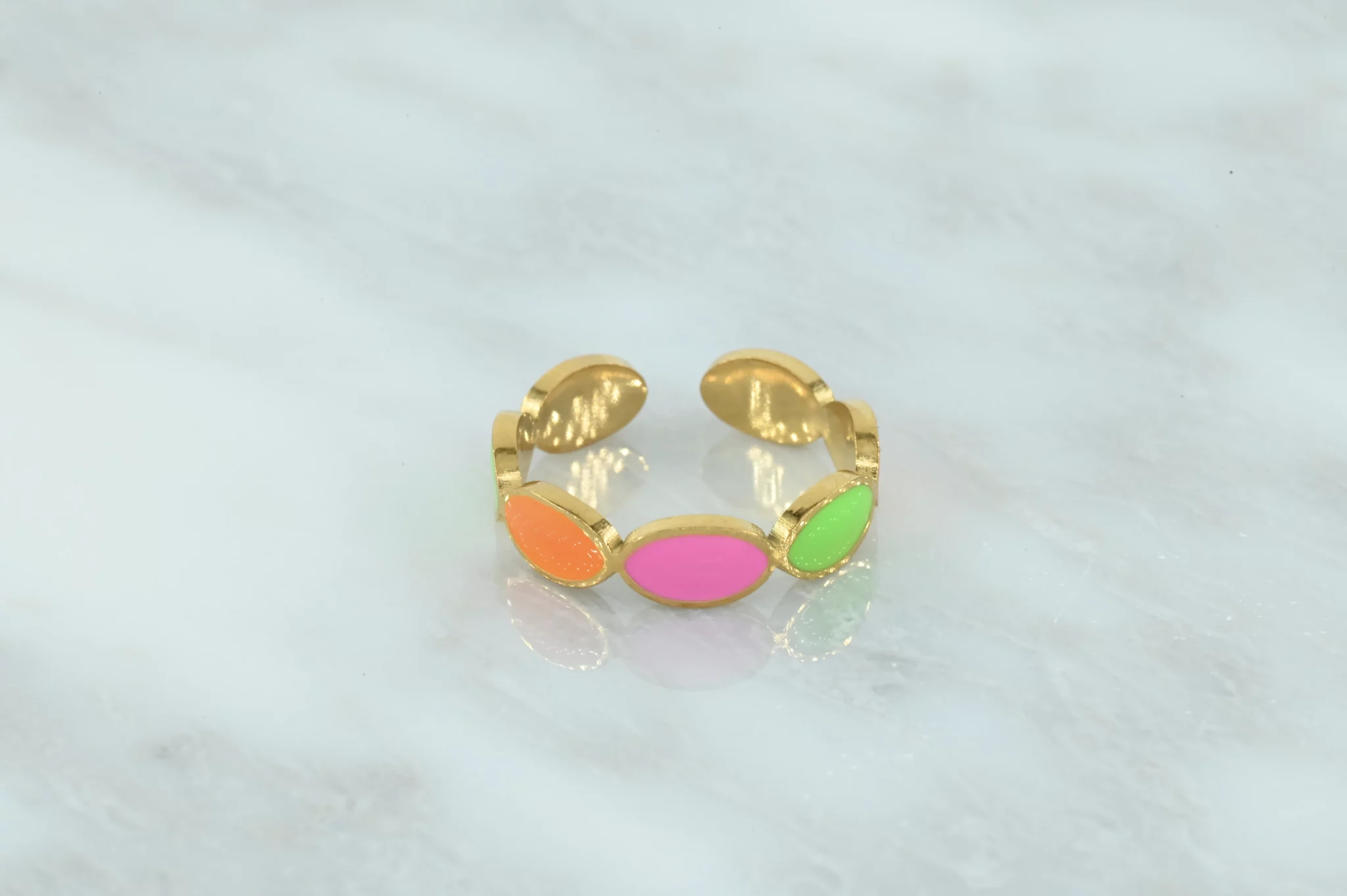 RVS multi-colour neon verstelbare ring