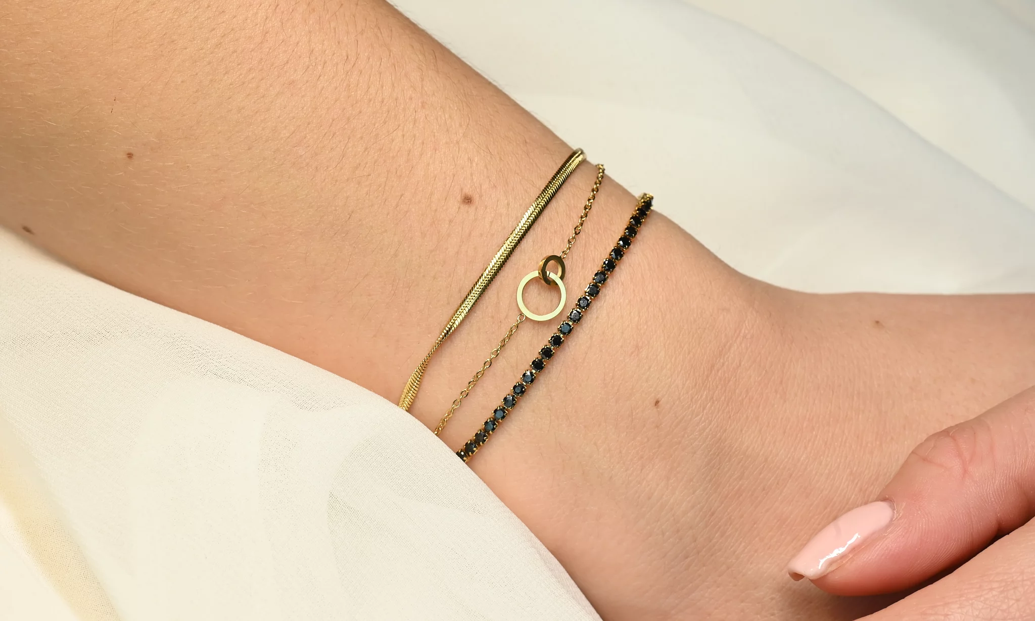 Dubbele armband met cirkels en snake