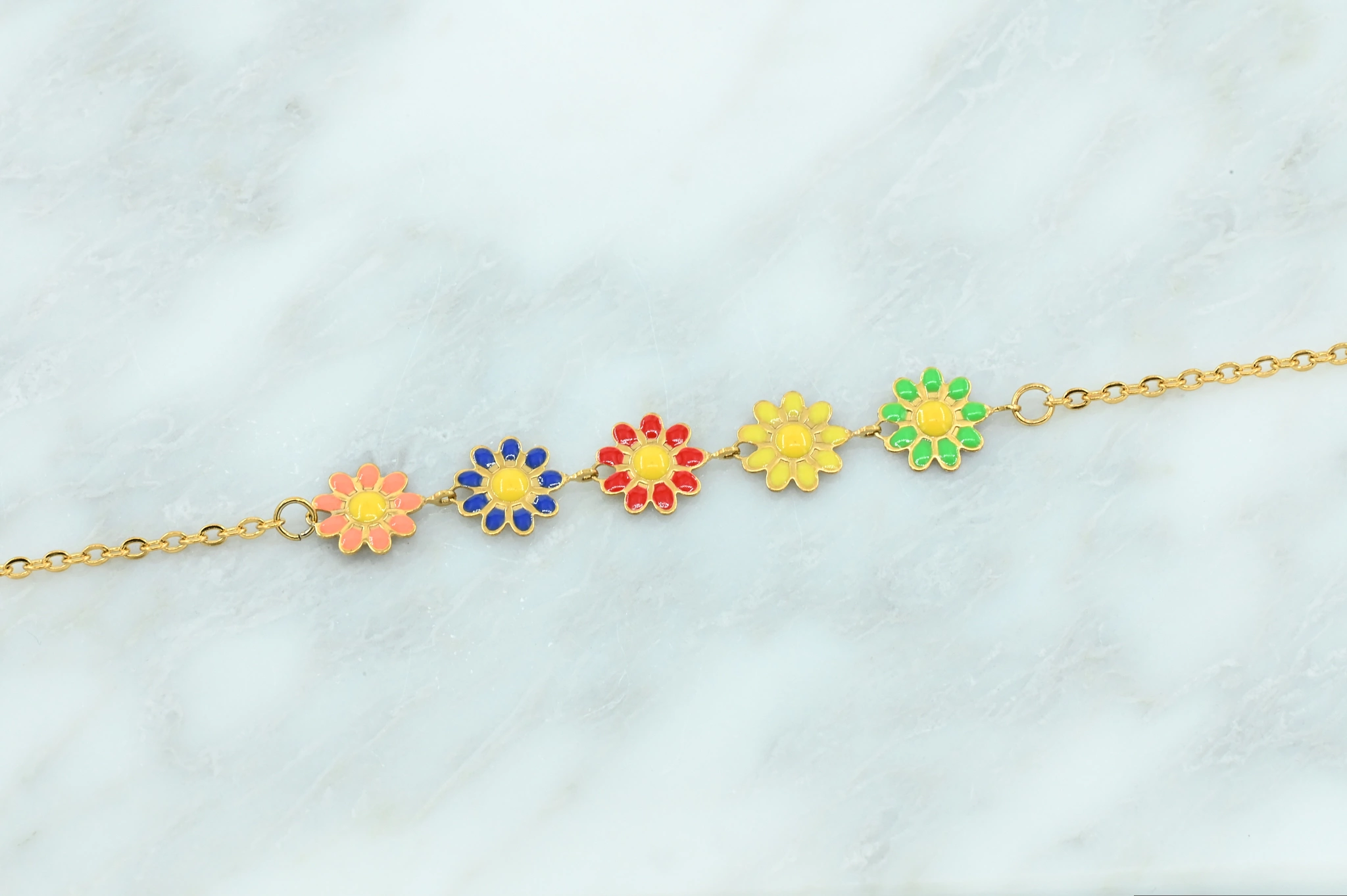 Multi-colour bloemen armbandje