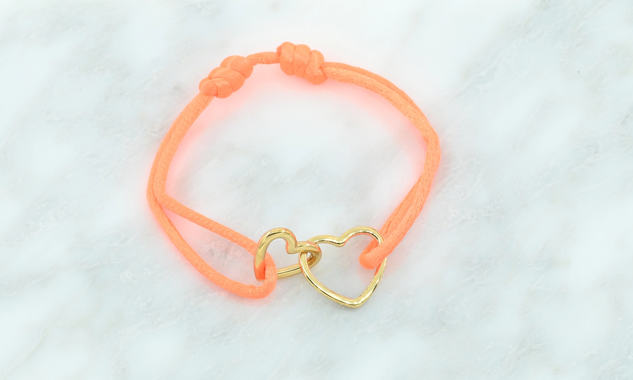 Oranje touw armband, schuifknoop