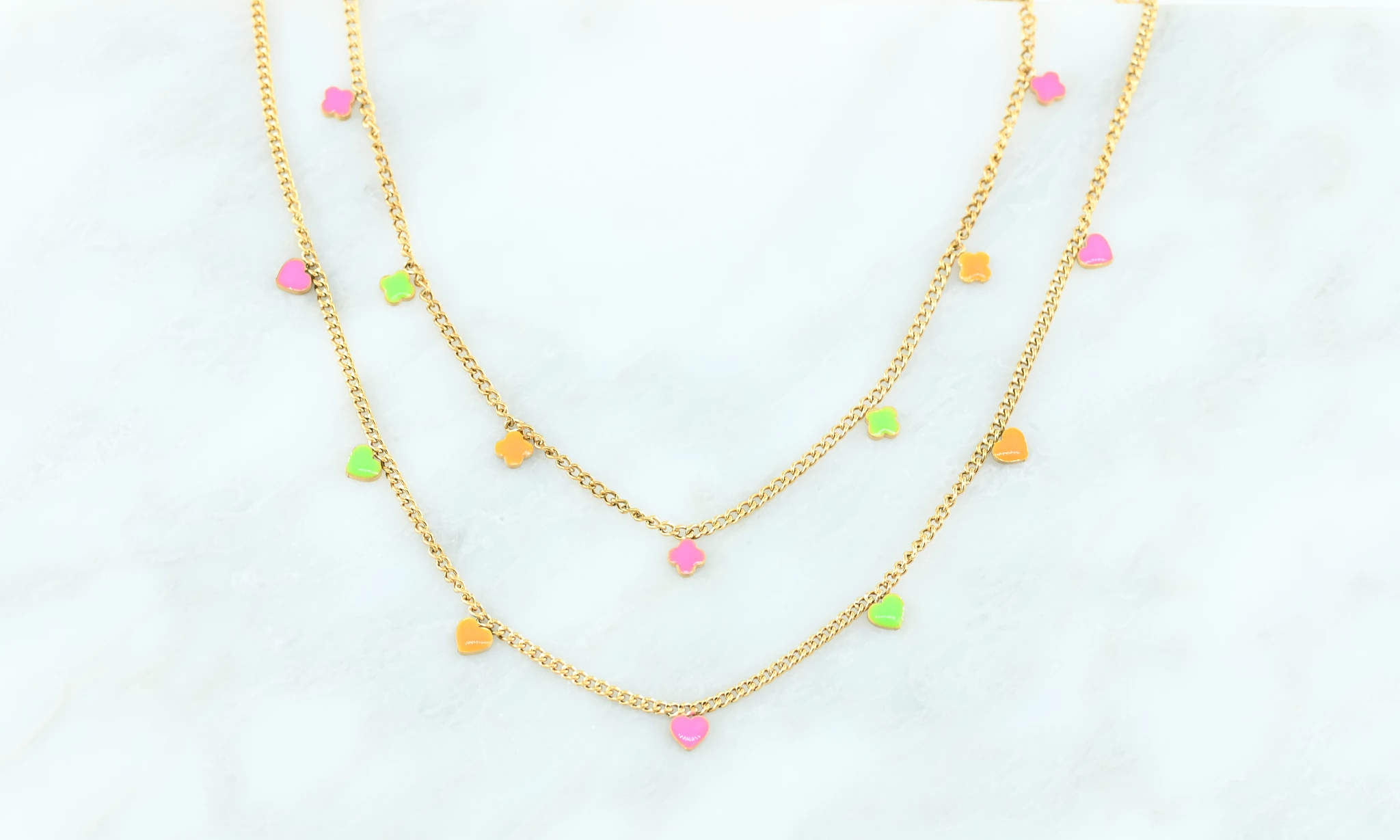 Ketting met multi-colour klavertjes