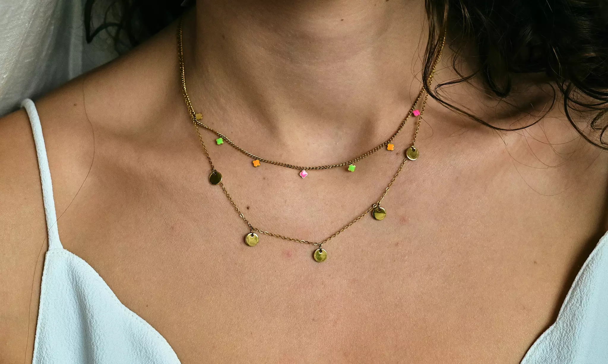 Ketting met multi-colour klavertjes