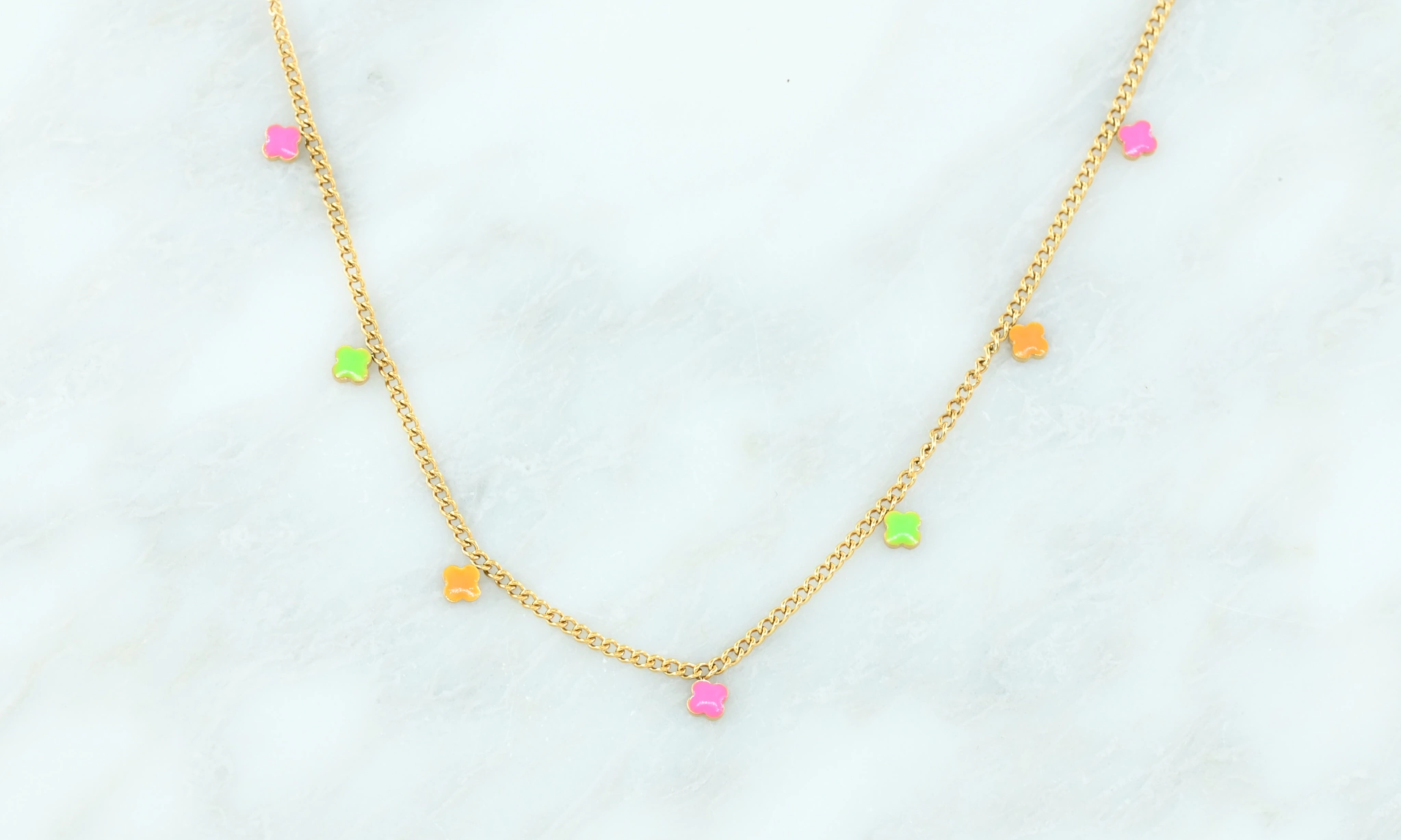 Ketting met multi-colour klavertjes