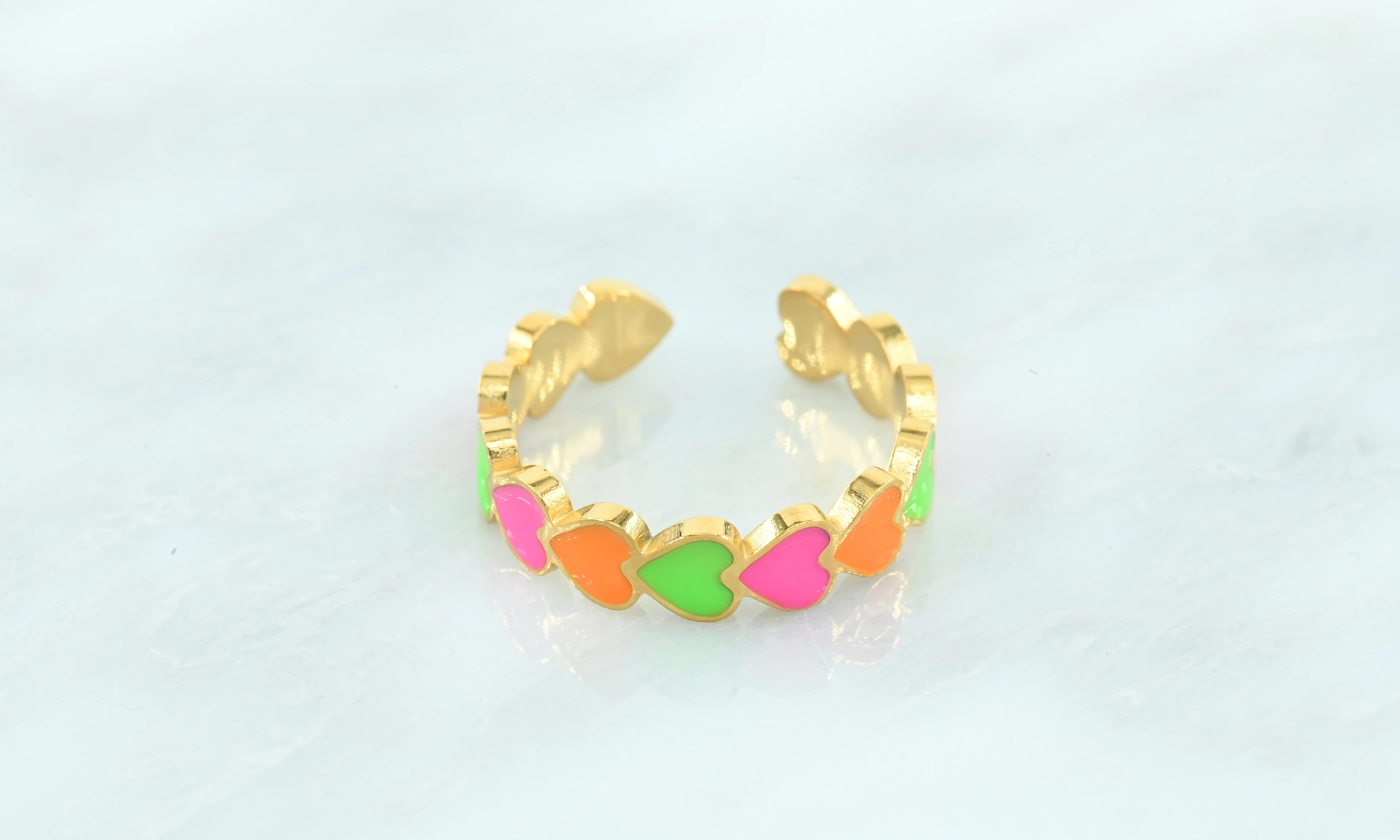 Multi-colour neon verstelbare hartjes ring