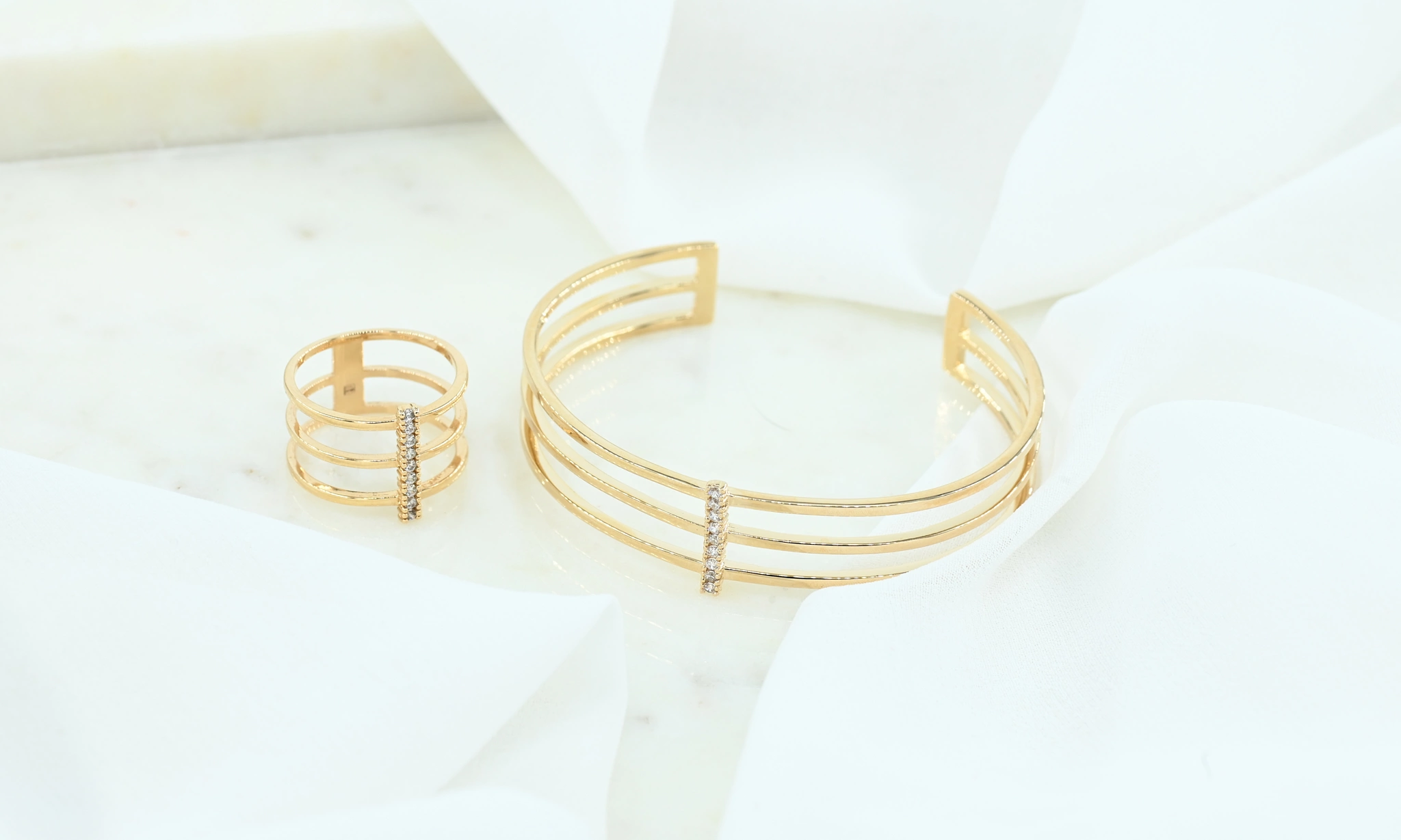 Gold plated set armband en ring