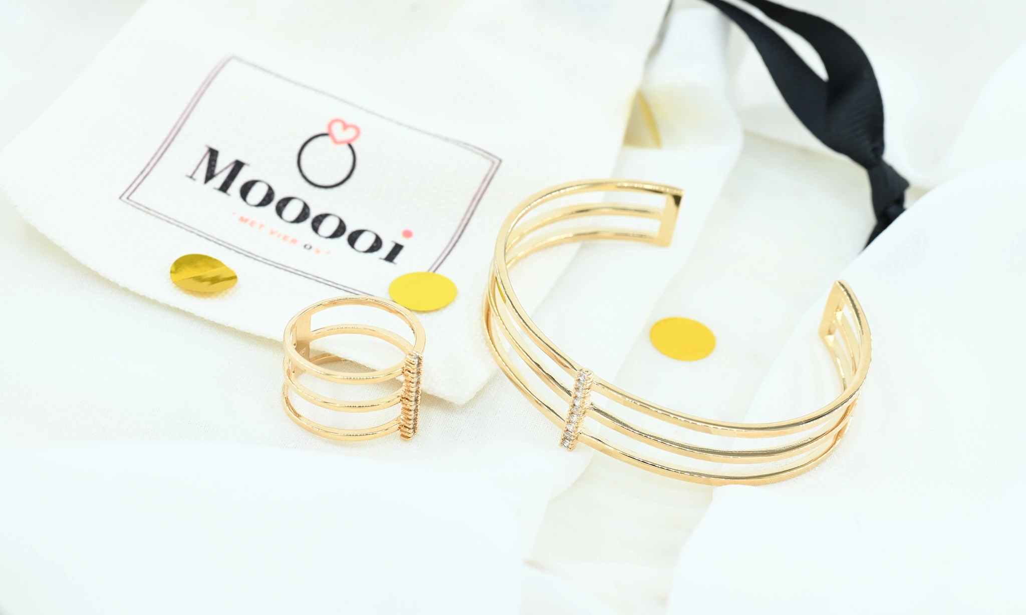 Gold plated set armband en ring