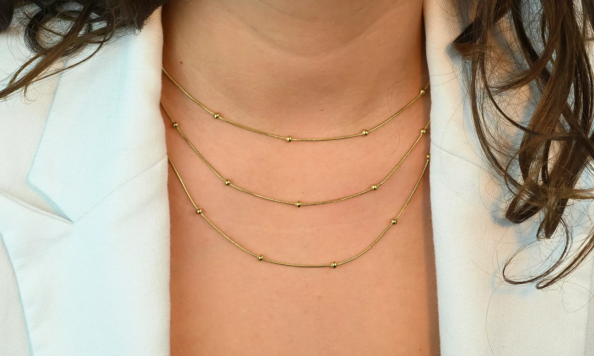 Goudkleurige ketting met bolletjes van RVS