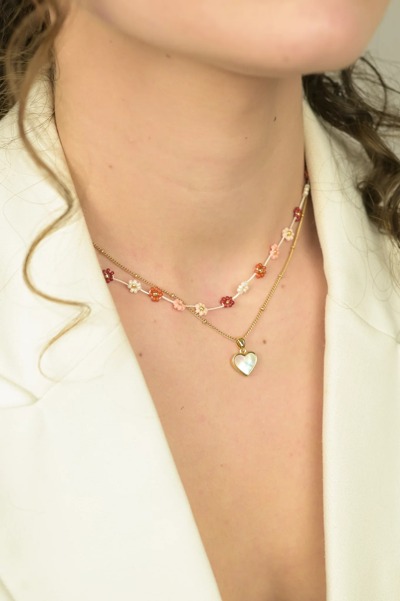 Madeliefjes ketting rood/roze